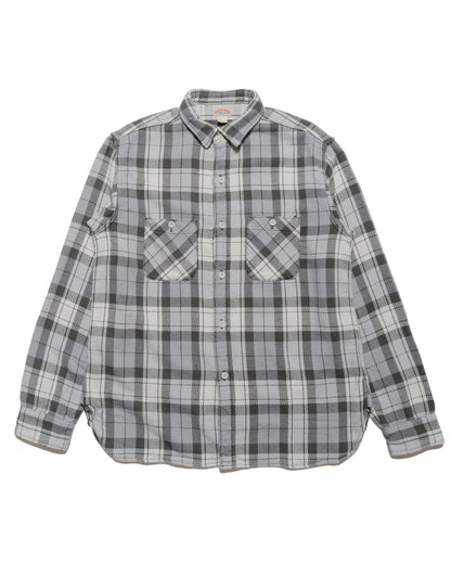 lost & found The Real McCoy's The Real McCoy's MS24007 8HU Block Check Summer Flannel Shirt Snow Gray