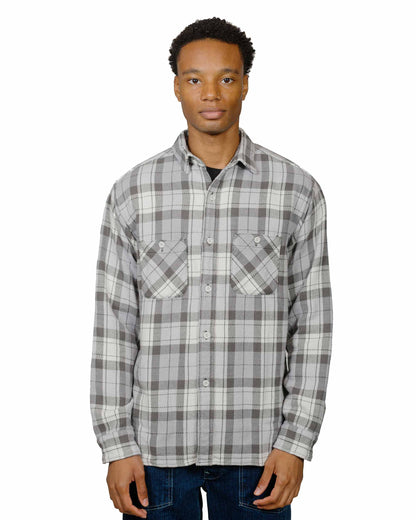 lost & found The Real McCoy's The Real McCoy's MS24007 8HU Block Check Summer Flannel Shirt Snow Gray