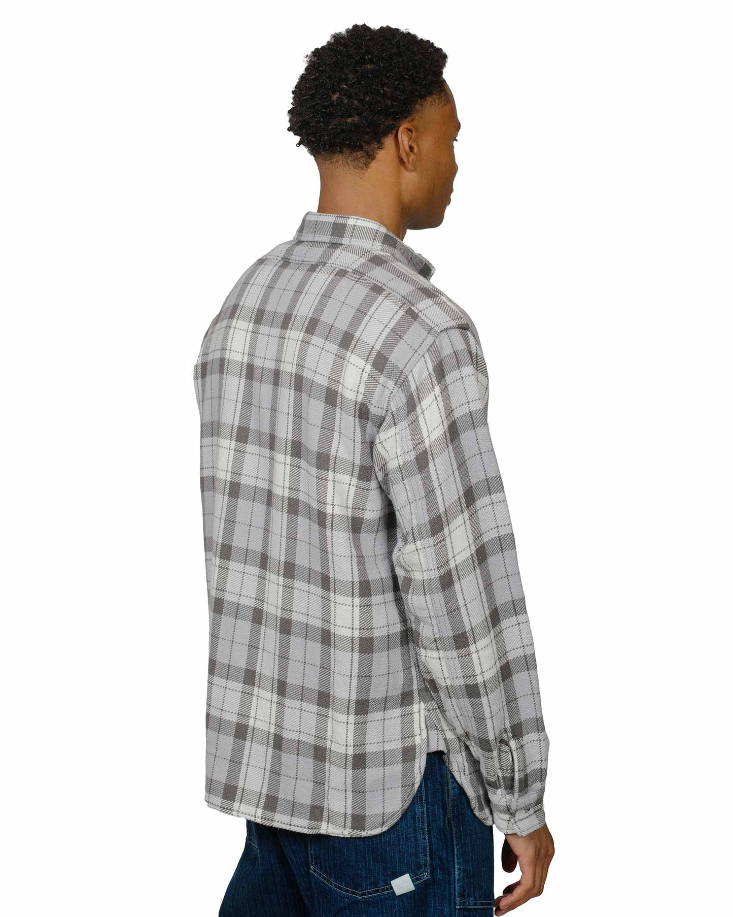 lost & found The Real McCoy's The Real McCoy's MS24007 8HU Block Check Summer Flannel Shirt Snow Gray