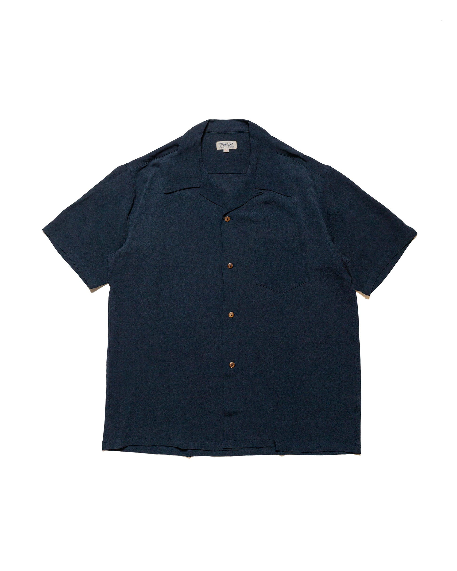 lost & found The Real McCoy's The Real McCoy's MS24008 Silk Rayon Open Collar Shirt Navy