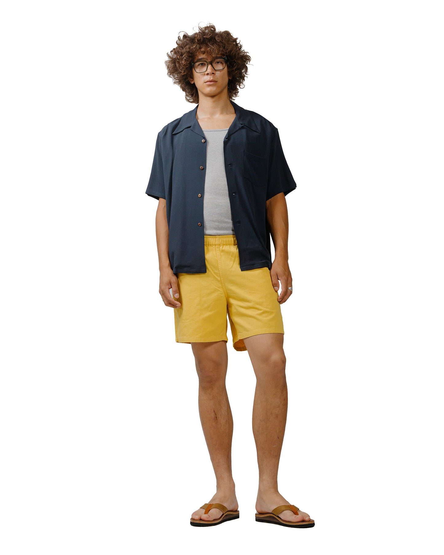 lost & found The Real McCoy's The Real McCoy's MS24008 Silk Rayon Open Collar Shirt Navy