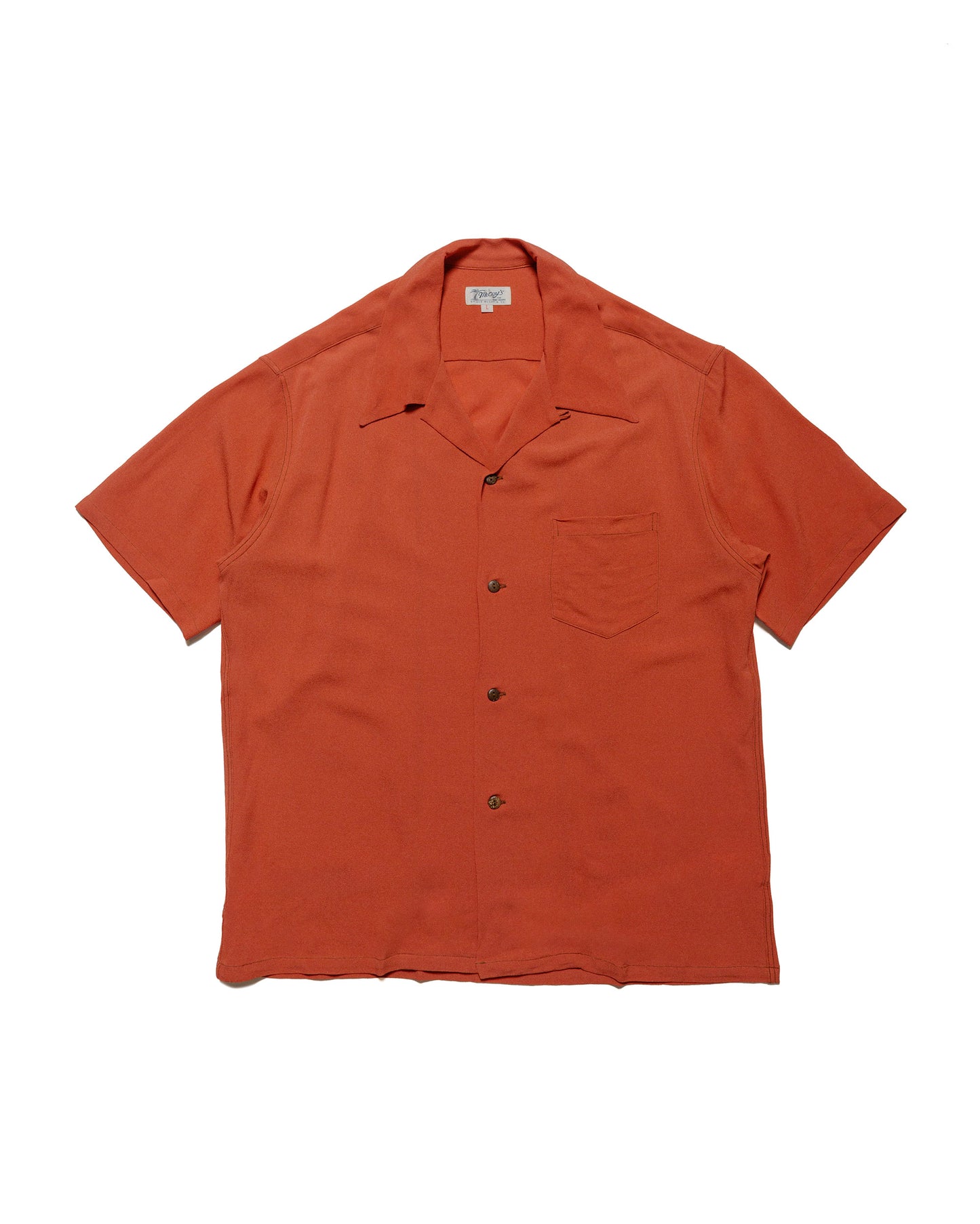 lost & found The Real McCoy's The Real McCoy's MS24008 Silk Rayon Open Collar Shirt Orange