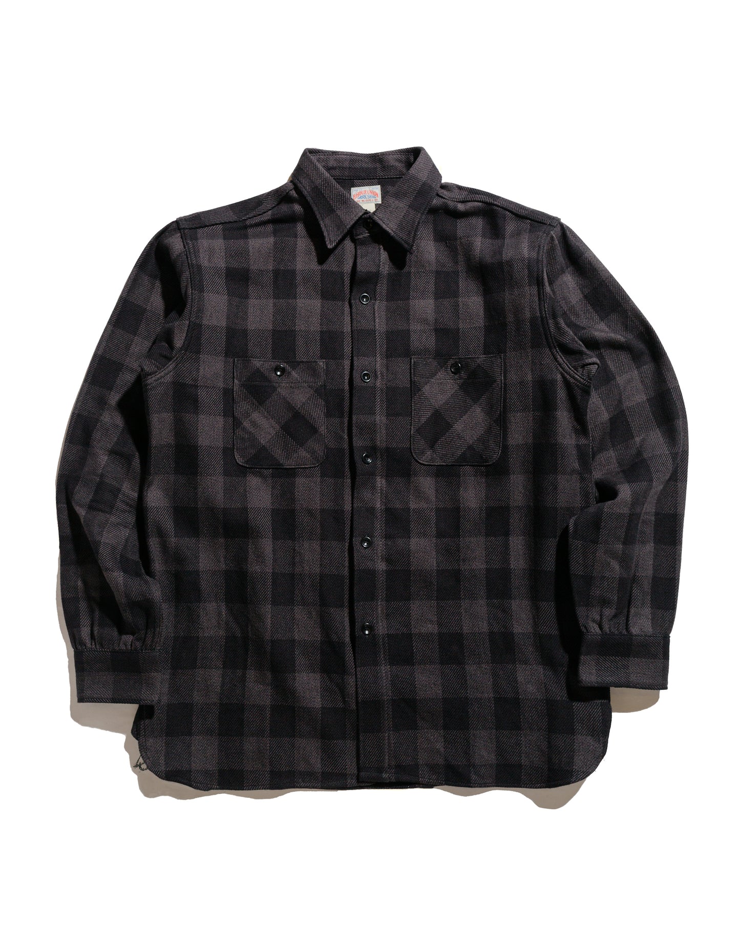 lost & found The Real McCoy's The Real McCoy's MS24102 8HU Twisted-Yarn Buffalo Check Flannel Shirt Black/Charcoal