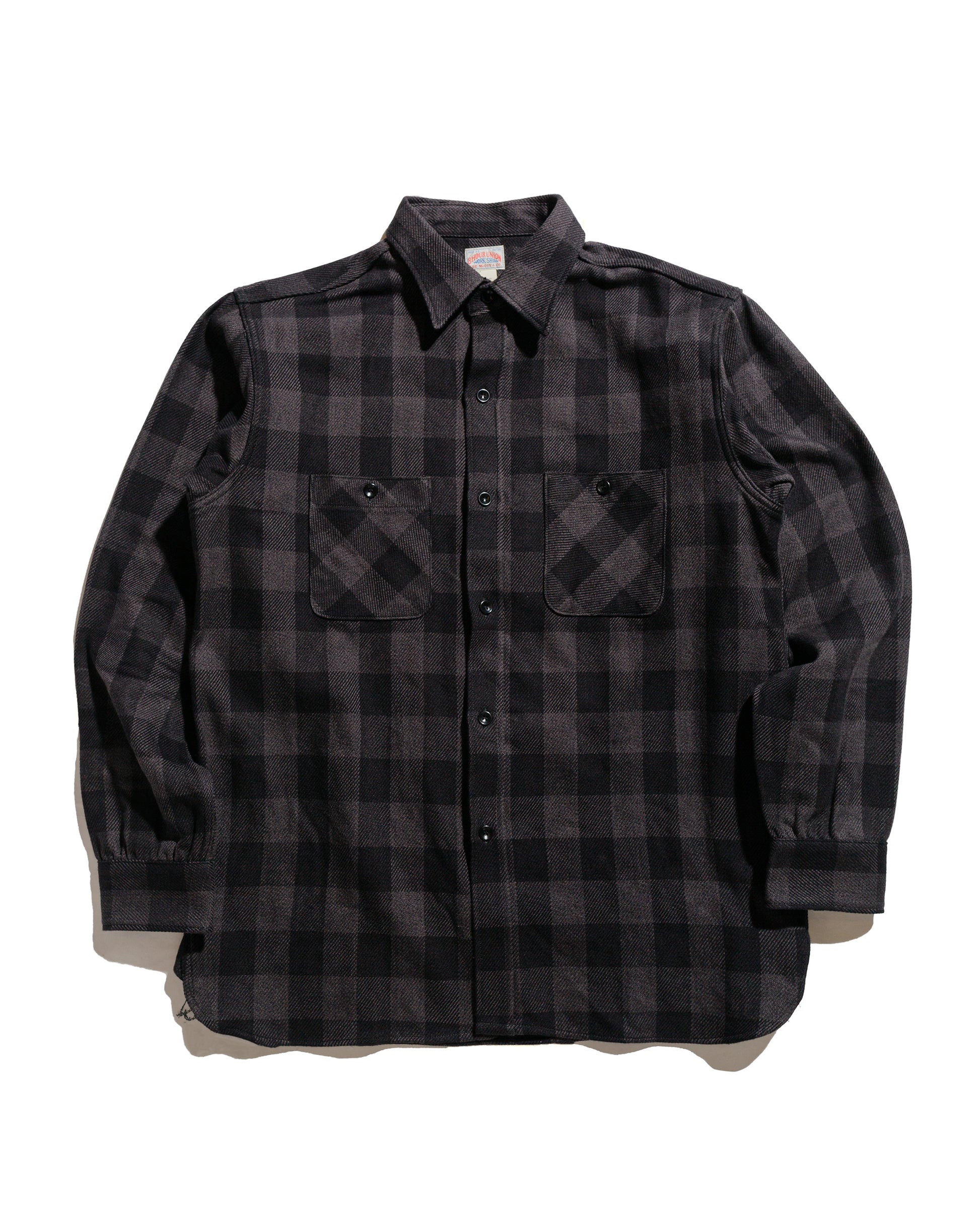 lost & found The Real McCoy's The Real McCoy's MS24102 8HU Twisted-Yarn Buffalo Check Flannel Shirt Black/Charcoal