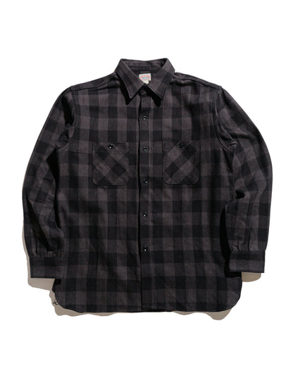lost & found The Real McCoy's The Real McCoy's MS24102 8HU Twisted-Yarn Buffalo Check Flannel Shirt Black/Charcoal