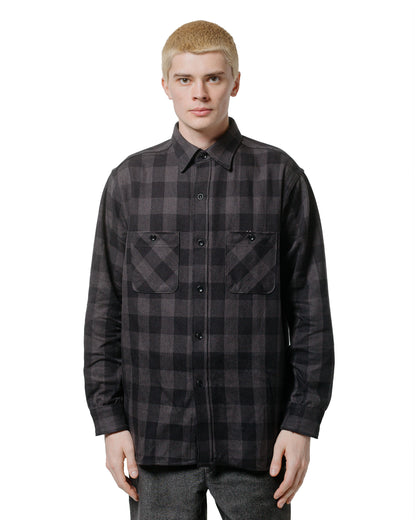 lost & found The Real McCoy's The Real McCoy's MS24102 8HU Twisted-Yarn Buffalo Check Flannel Shirt Black/Charcoal