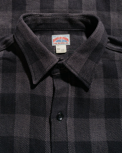 lost & found The Real McCoy's The Real McCoy's MS24102 8HU Twisted-Yarn Buffalo Check Flannel Shirt Black/Charcoal