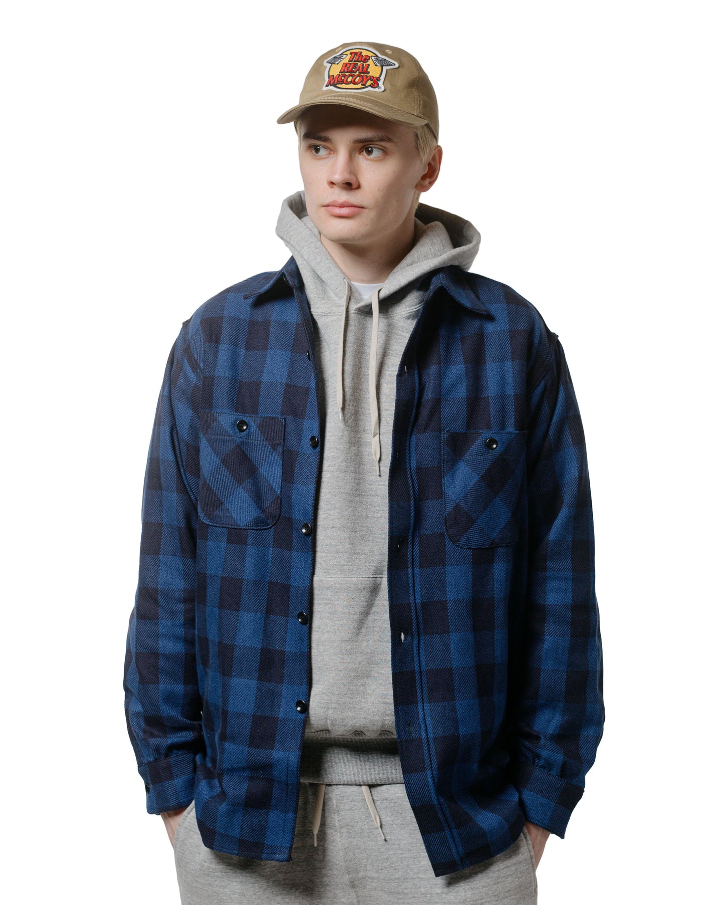lost & found The Real McCoy's The Real McCoy's MS24102 8HU Twisted-Yarn Buffalo Check Flannel Shirt Blue/Black