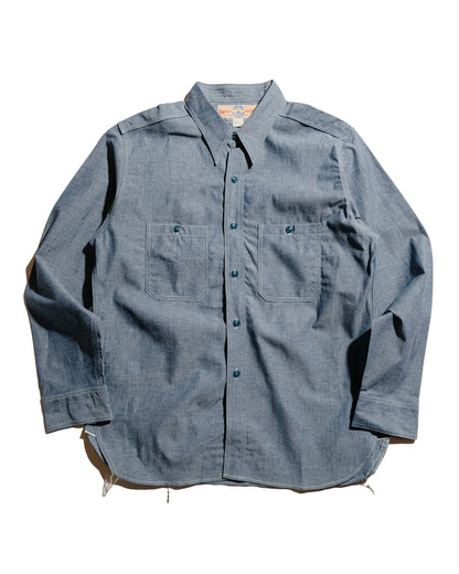 lost & found The Real McCoy's The Real McCoy's MS25003 U.S. Navy Chambray Shirt L/S (Modify) Light Blue