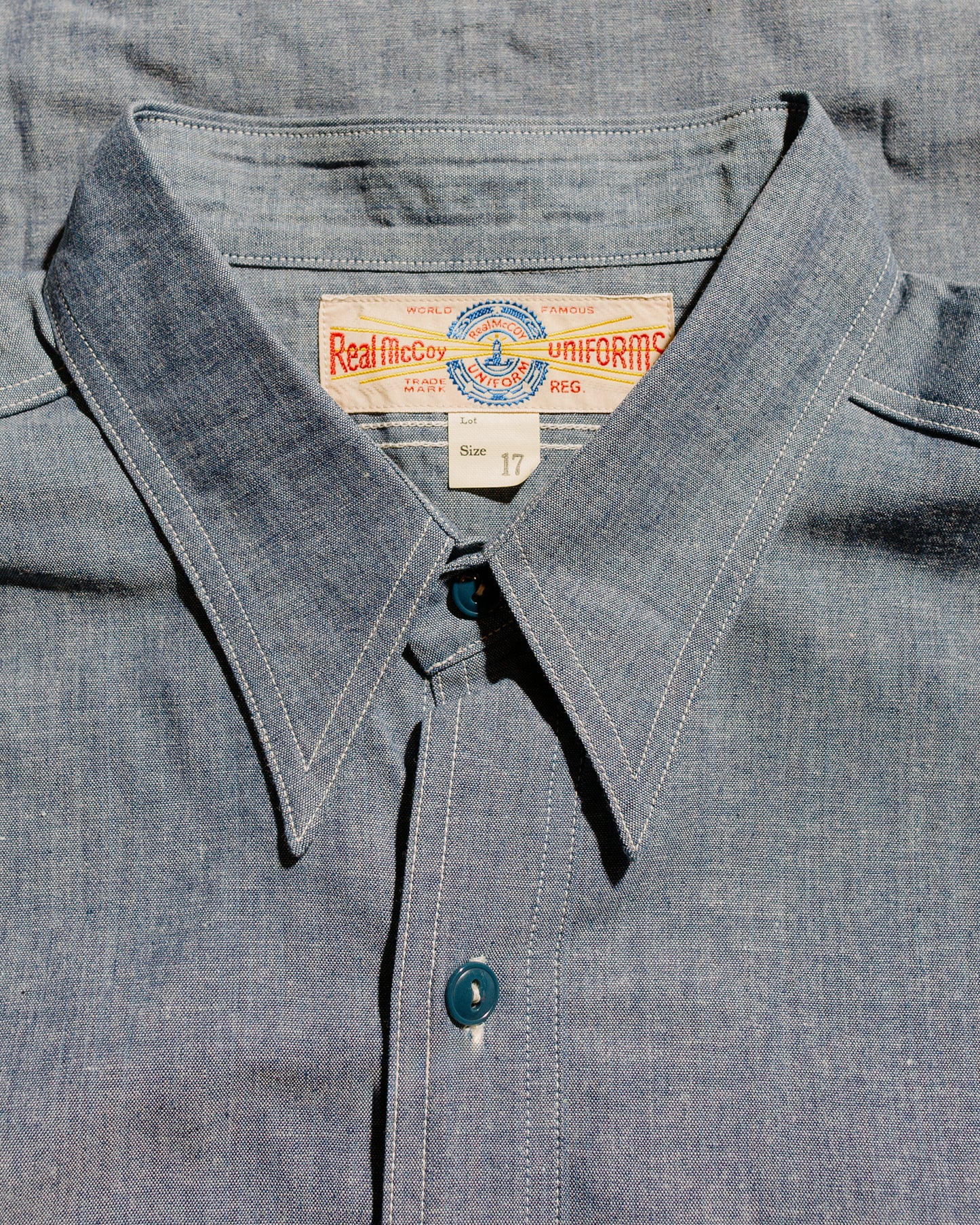 lost & found The Real McCoy's The Real McCoy's MS25003 U.S. Navy Chambray Shirt L/S (Modify) Light Blue