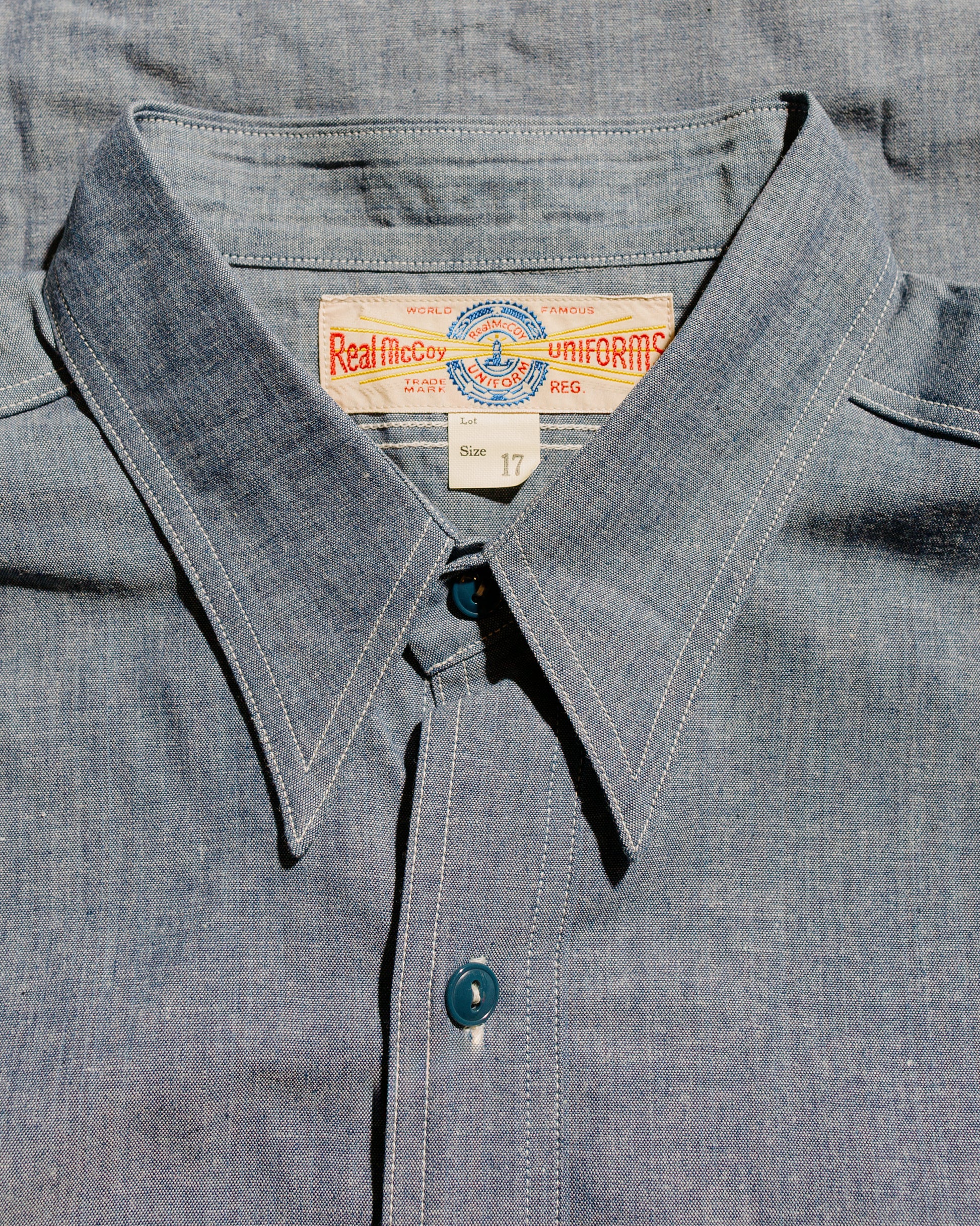 lost & found The Real McCoy's The Real McCoy's MS25003 U.S. Navy Chambray Shirt L/S (Modify) Light Blue