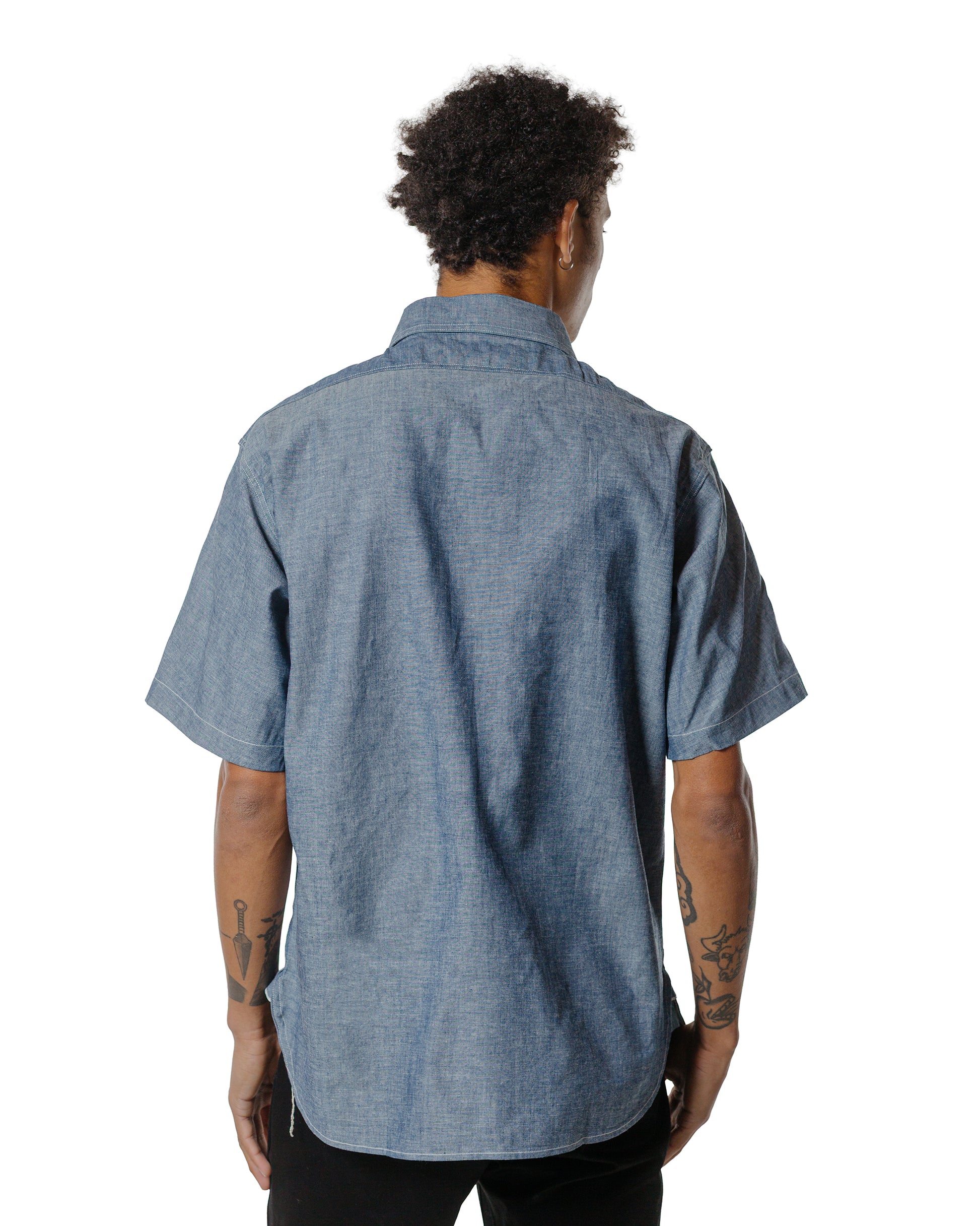 lost & found The Real McCoy's The Real McCoy's MS25005 U.S. Navy Chambray Shirt S/S (Modify) Light Blue