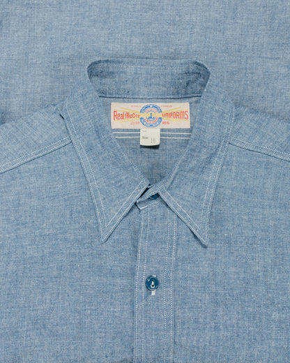 lost & found The Real McCoy's The Real McCoy's MS25005 U.S. Navy Chambray Shirt S/S (Modify) Light Blue
