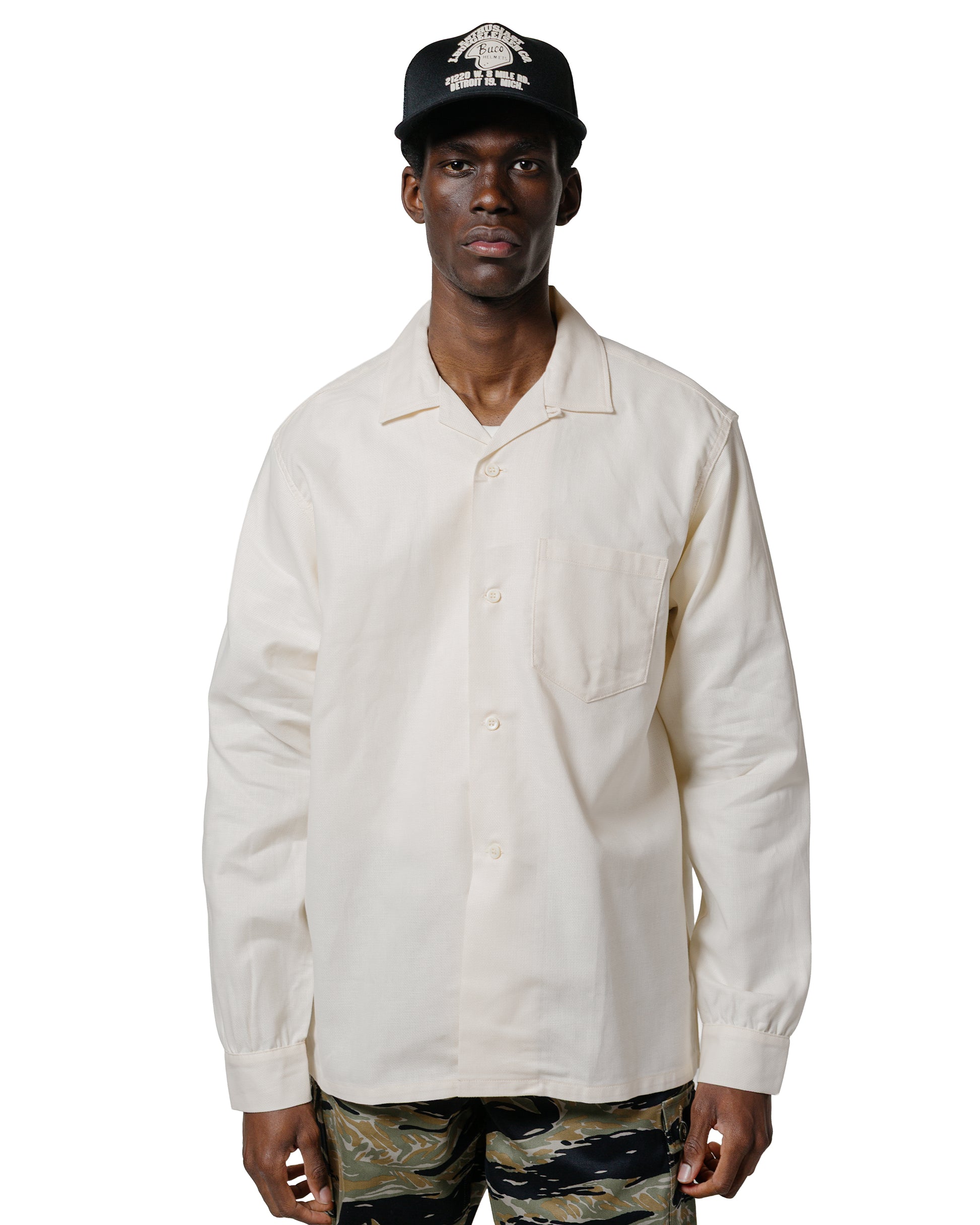 lost & found The Real McCoy's The Real McCoy's MS25010 Joe McCoy Panama Shirt L/S Milk