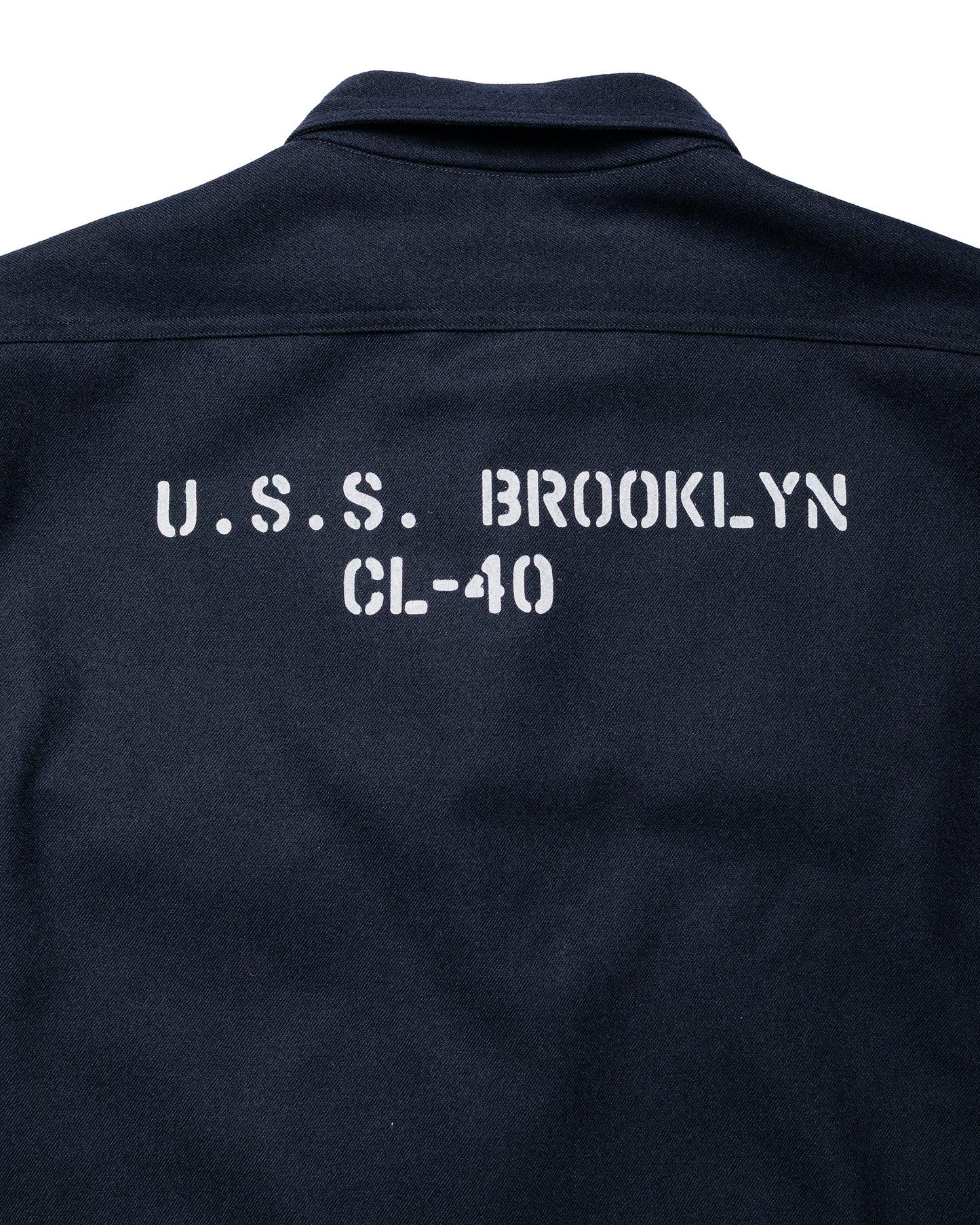 lost & found The Real McCoy's The Real McCoy's MS25102 U.S.N. Wool Blue Flannel Shirt / U.S.S. Brooklyn Navy