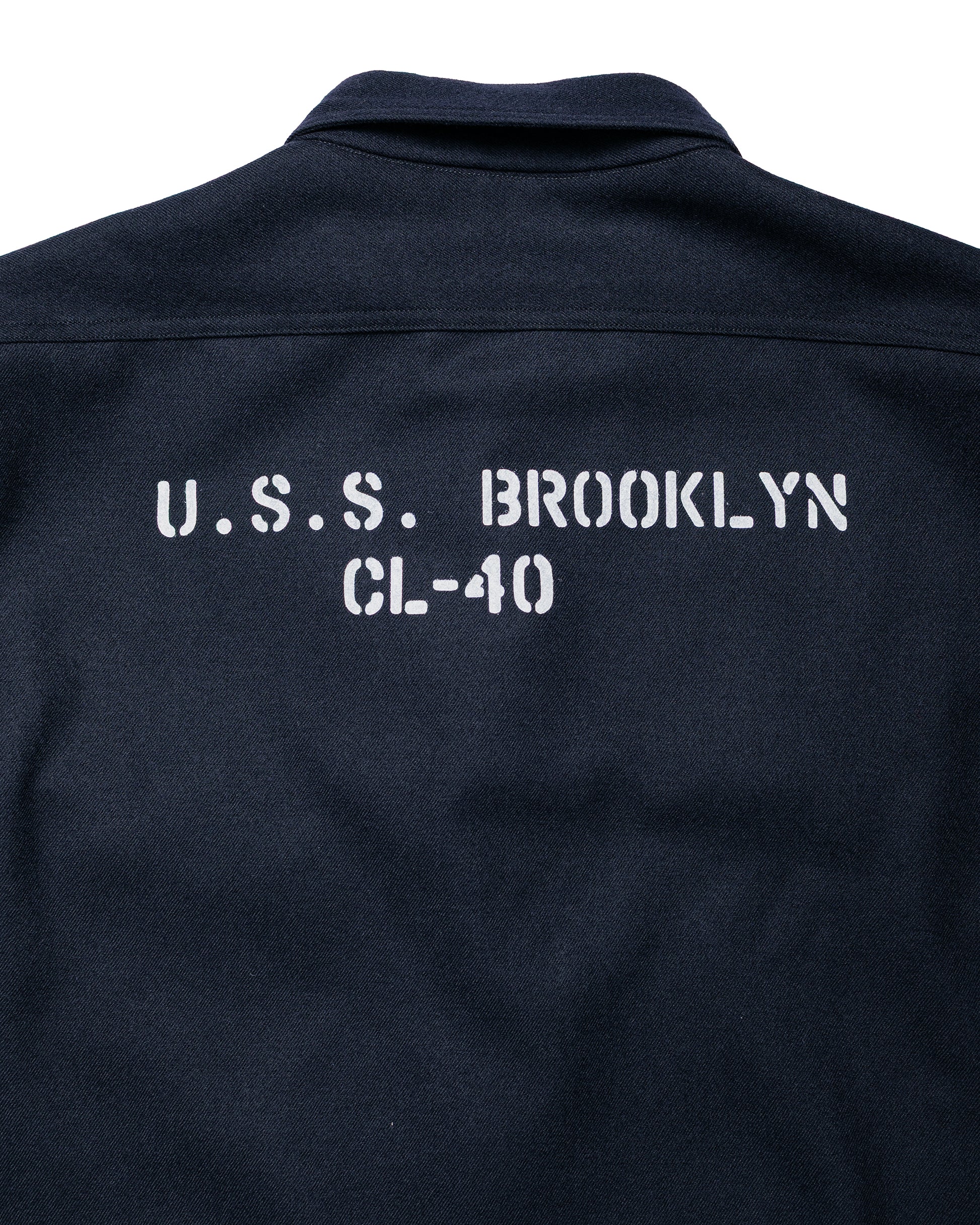 lost & found The Real McCoy's The Real McCoy's MS25102 U.S.N. Wool Blue Flannel Shirt / U.S.S. Brooklyn Navy