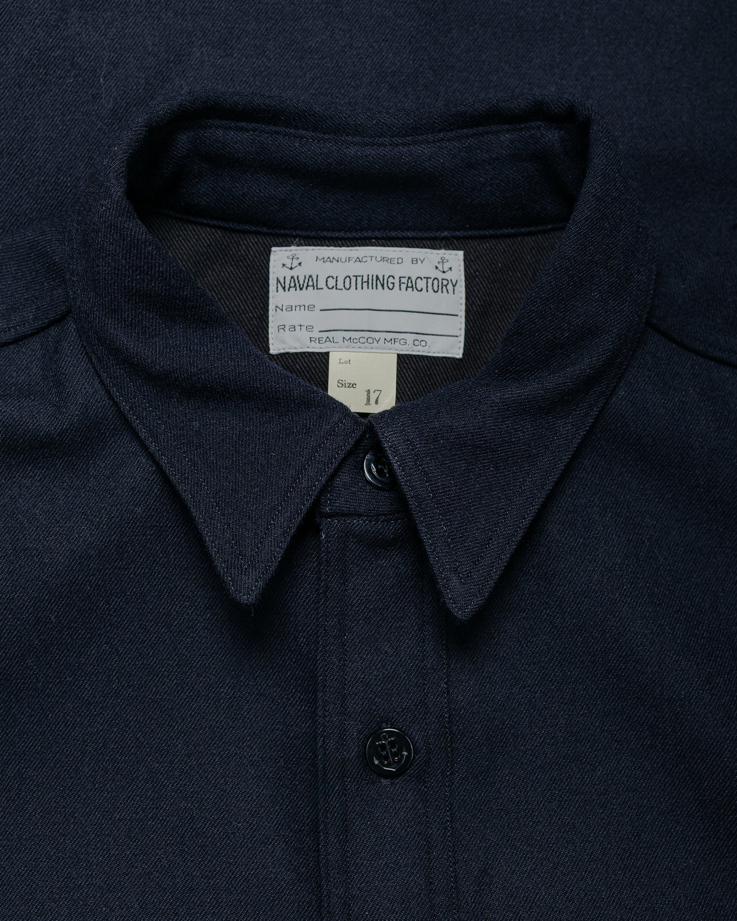lost & found The Real McCoy's The Real McCoy's MS25102 U.S.N. Wool Blue Flannel Shirt / U.S.S. Brooklyn Navy