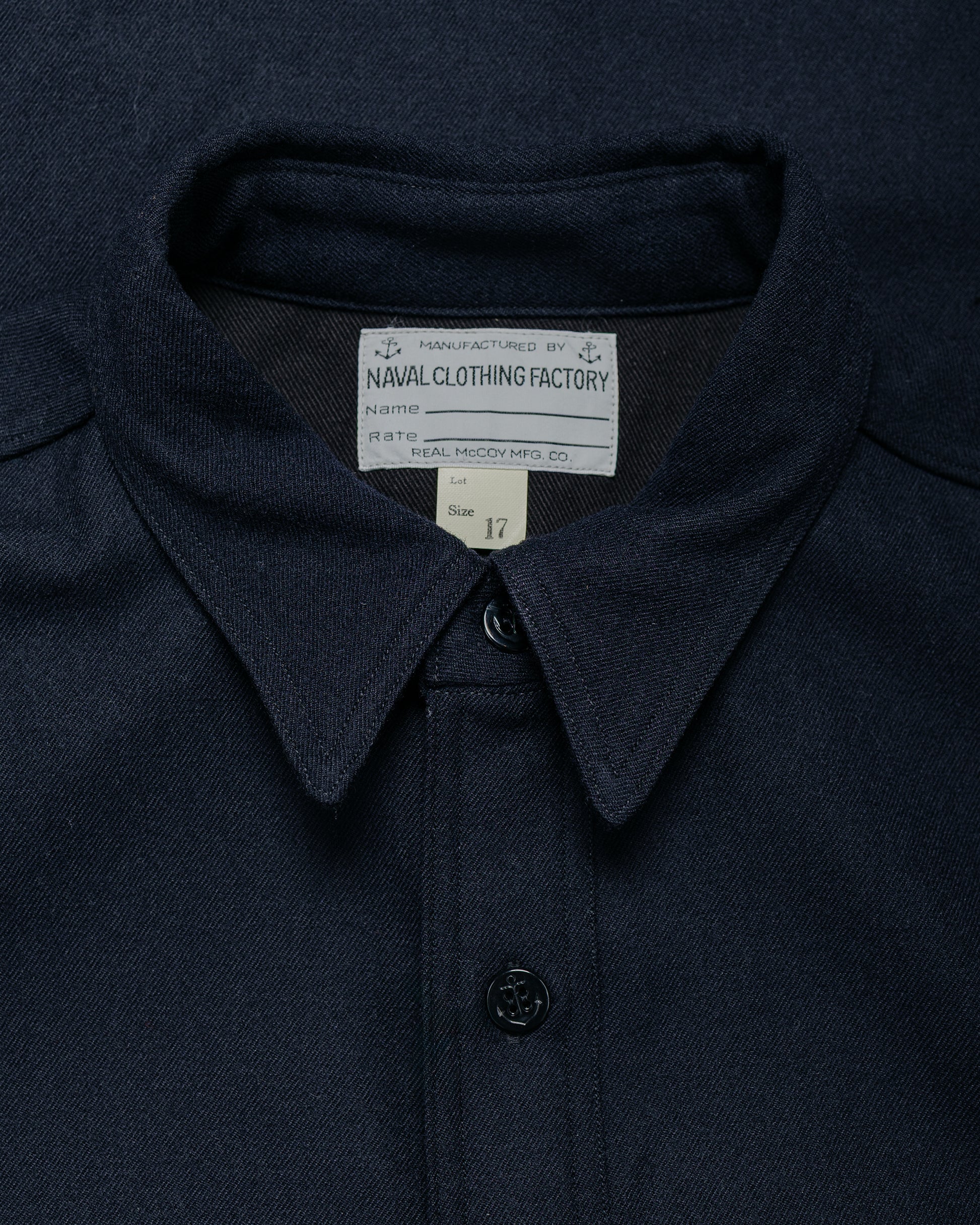 lost & found The Real McCoy's The Real McCoy's MS25102 U.S.N. Wool Blue Flannel Shirt / U.S.S. Brooklyn Navy