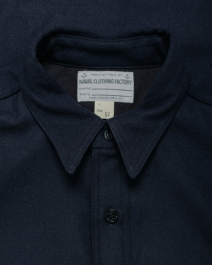 lost & found The Real McCoy's The Real McCoy's MS25102 U.S.N. Wool Blue Flannel Shirt / U.S.S. Brooklyn Navy