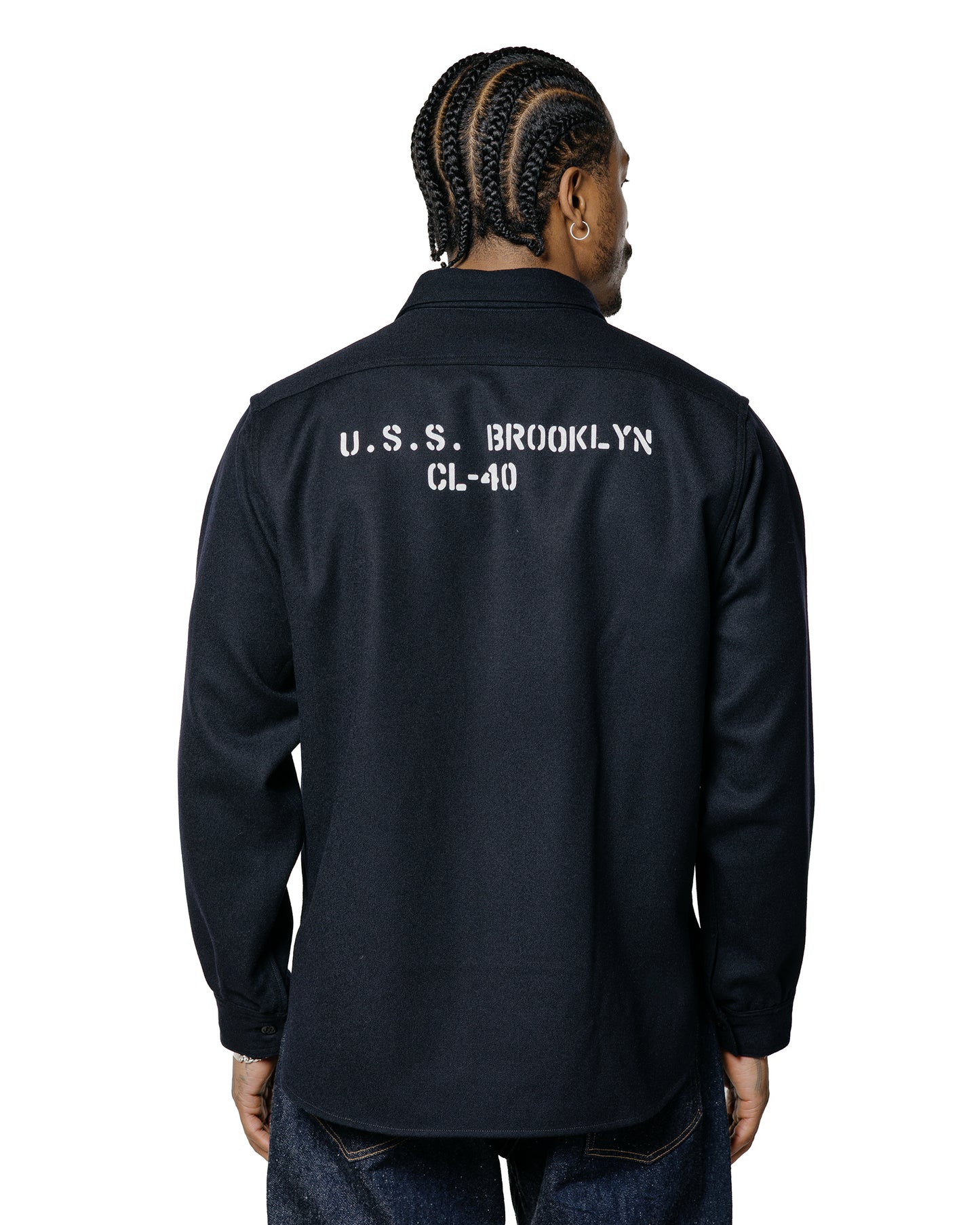 lost & found The Real McCoy's The Real McCoy's MS25102 U.S.N. Wool Blue Flannel Shirt / U.S.S. Brooklyn Navy