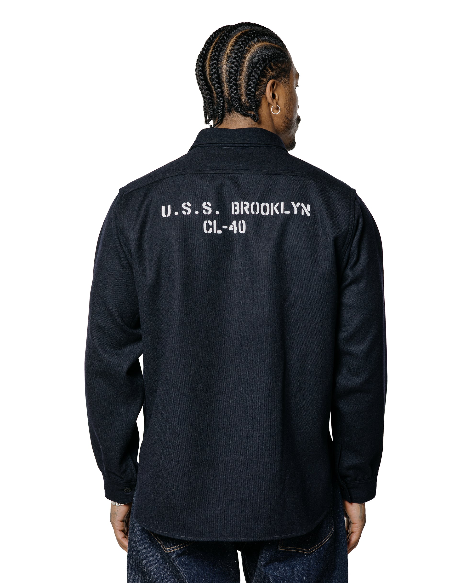 lost & found The Real McCoy's The Real McCoy's MS25102 U.S.N. Wool Blue Flannel Shirt / U.S.S. Brooklyn Navy