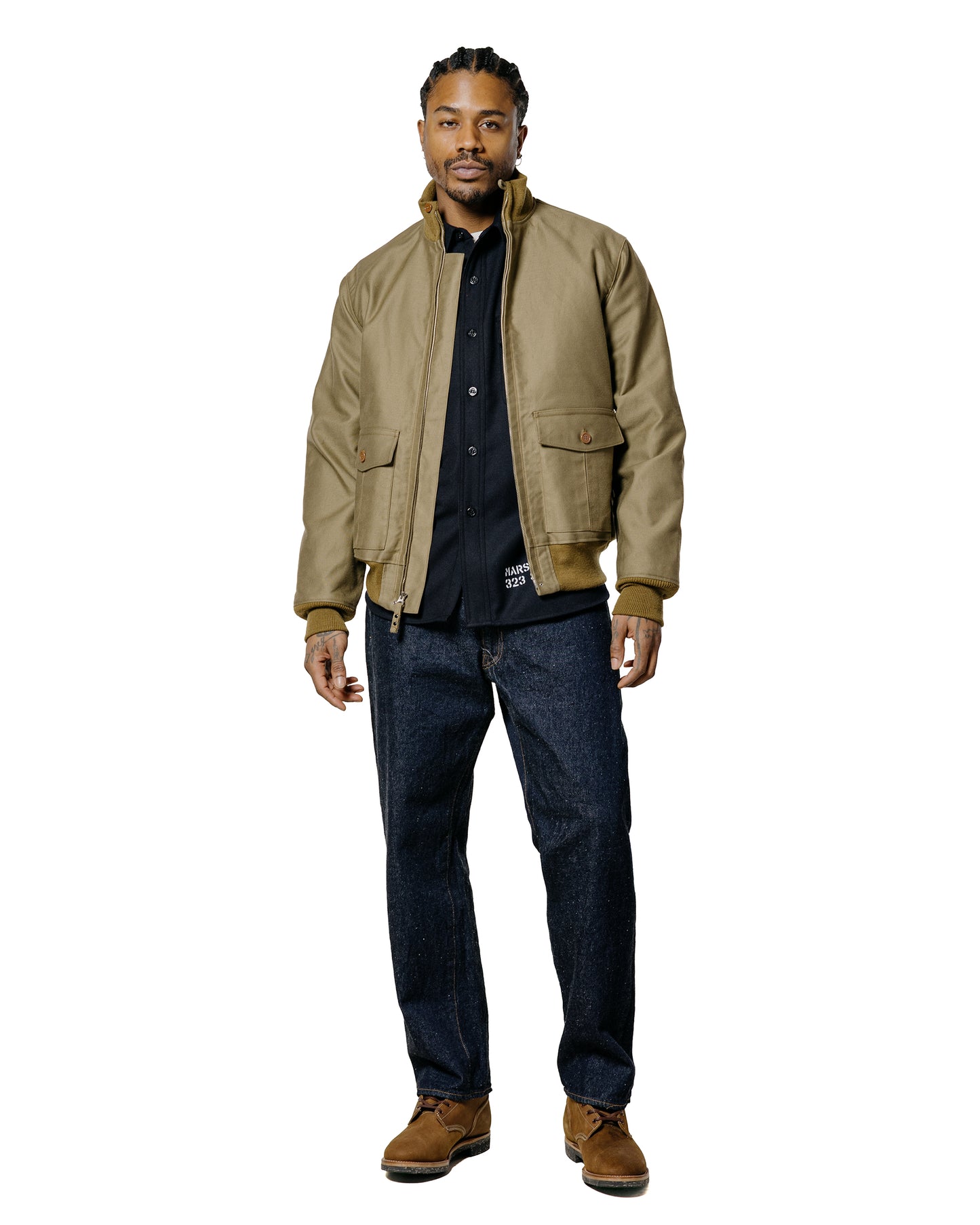 lost & found The Real McCoy's The Real McCoy's MS25102 U.S.N. Wool Blue Flannel Shirt / U.S.S. Brooklyn Navy