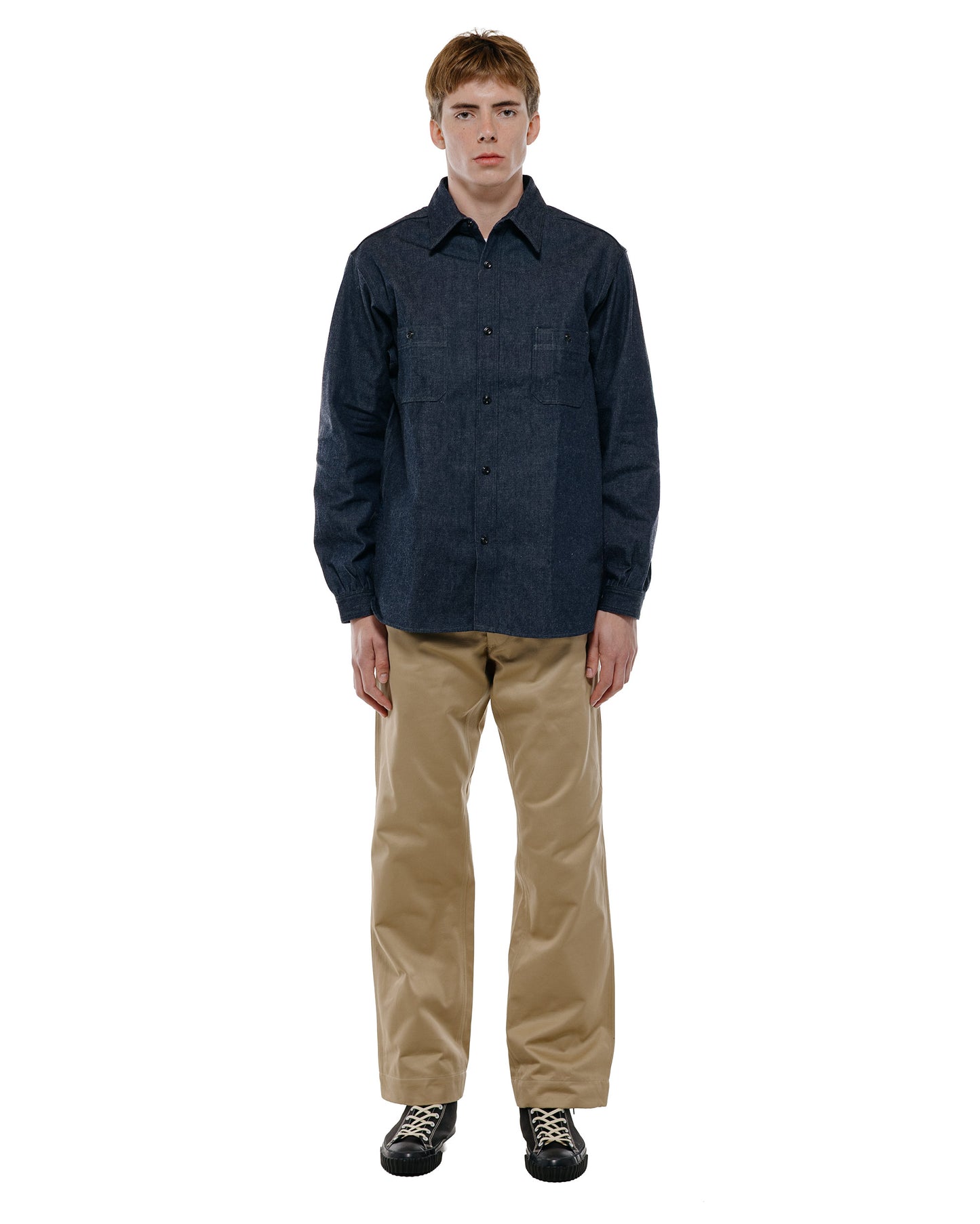 The Real McCoy's MS25103 8HU Denim Serviceman Work Shirt Indigo