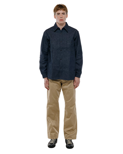 The Real McCoy's MS25103 8HU Denim Serviceman Work Shirt Indigo