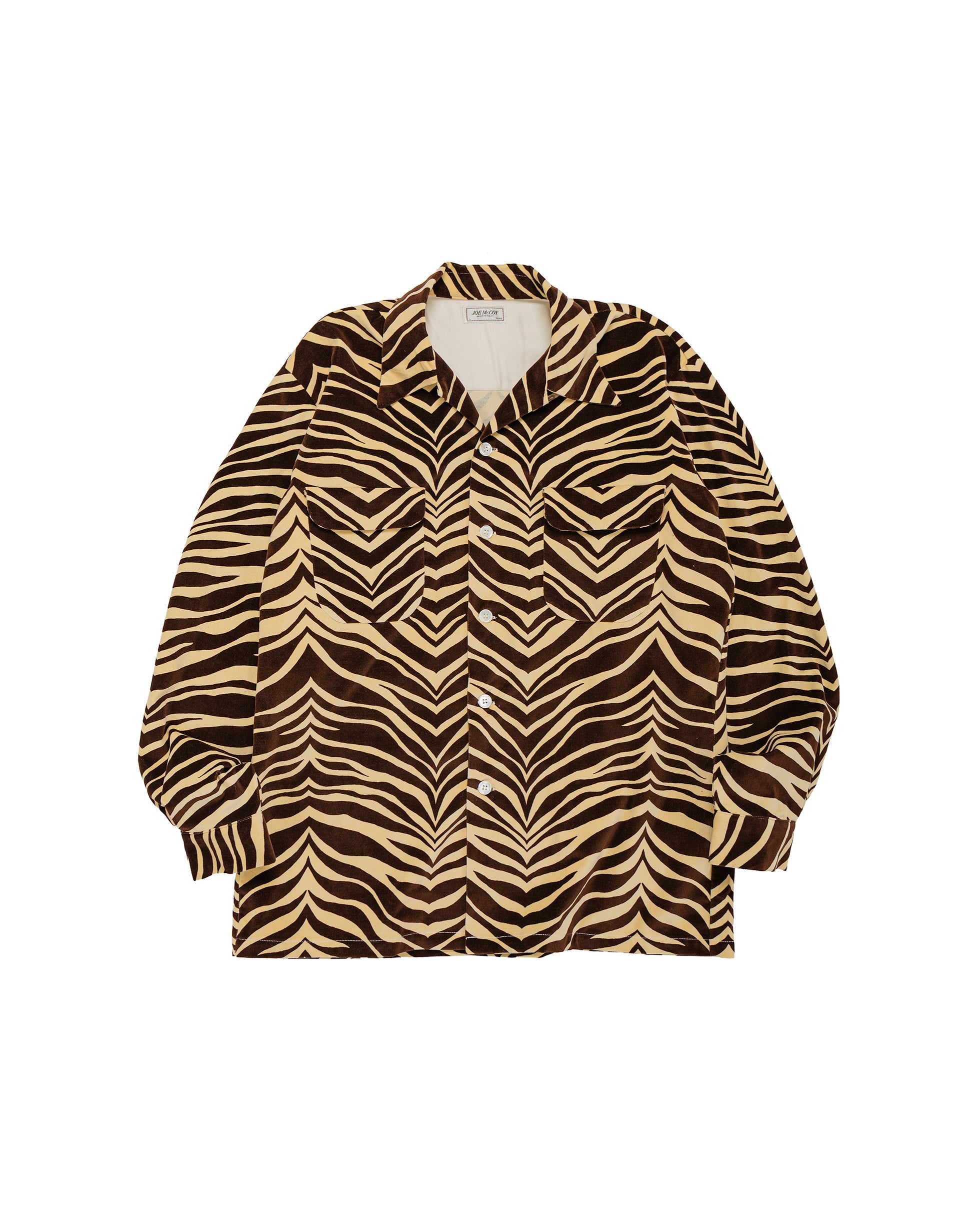 lost & found The Real McCoy's The Real McCoy's MS25108 Printed Velour Open-Collar Shirt Zebra Print