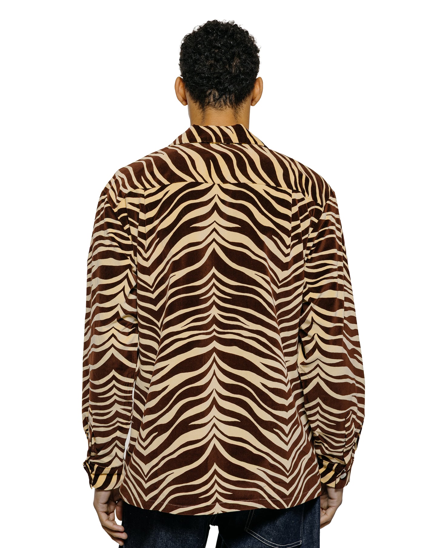 lost & found The Real McCoy's The Real McCoy's MS25108 Printed Velour Open-Collar Shirt Zebra Print