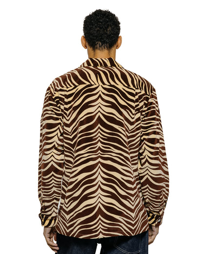 lost & found The Real McCoy's The Real McCoy's MS25108 Printed Velour Open-Collar Shirt Zebra Print