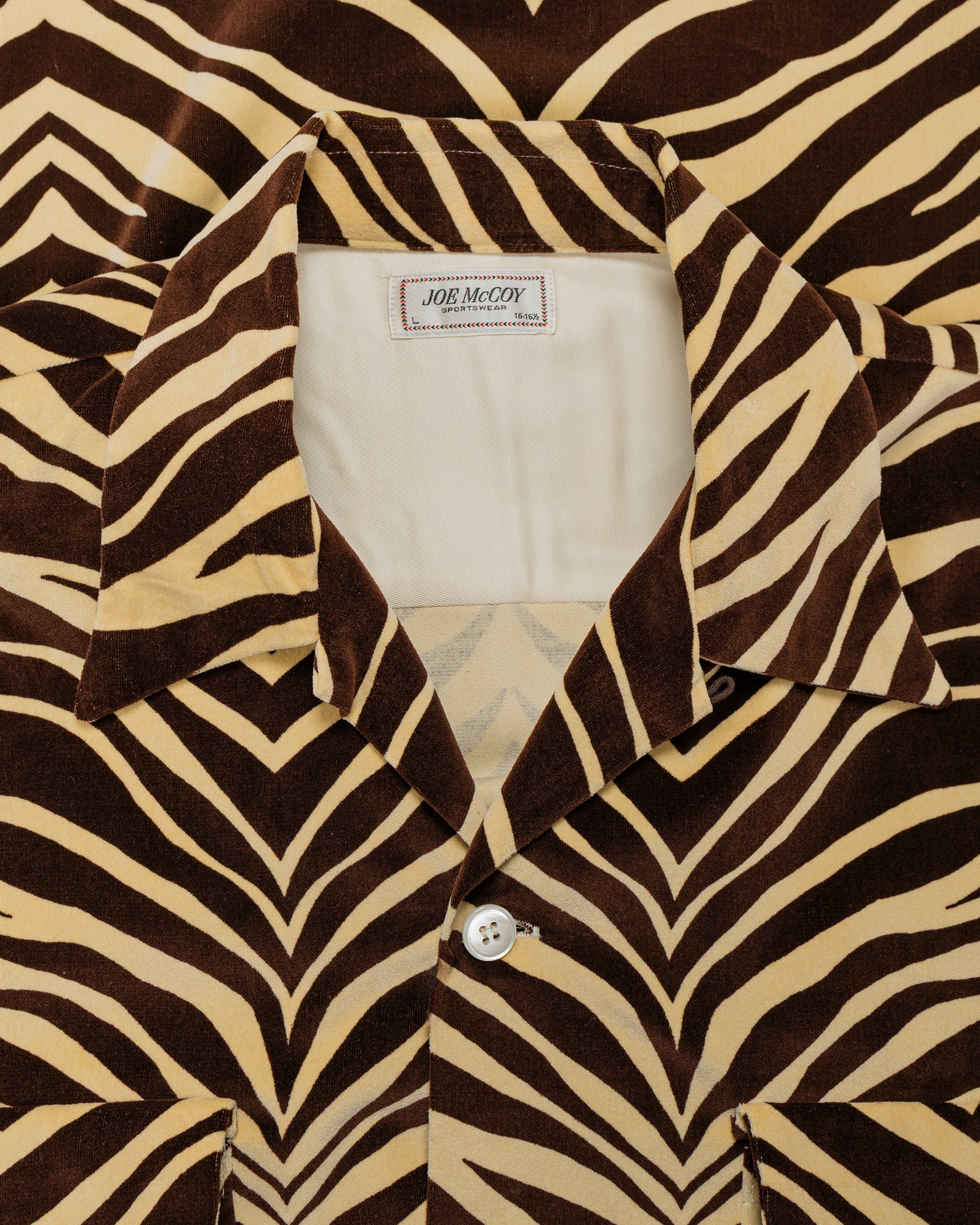 lost & found The Real McCoy's The Real McCoy's MS25108 Printed Velour Open-Collar Shirt Zebra Print