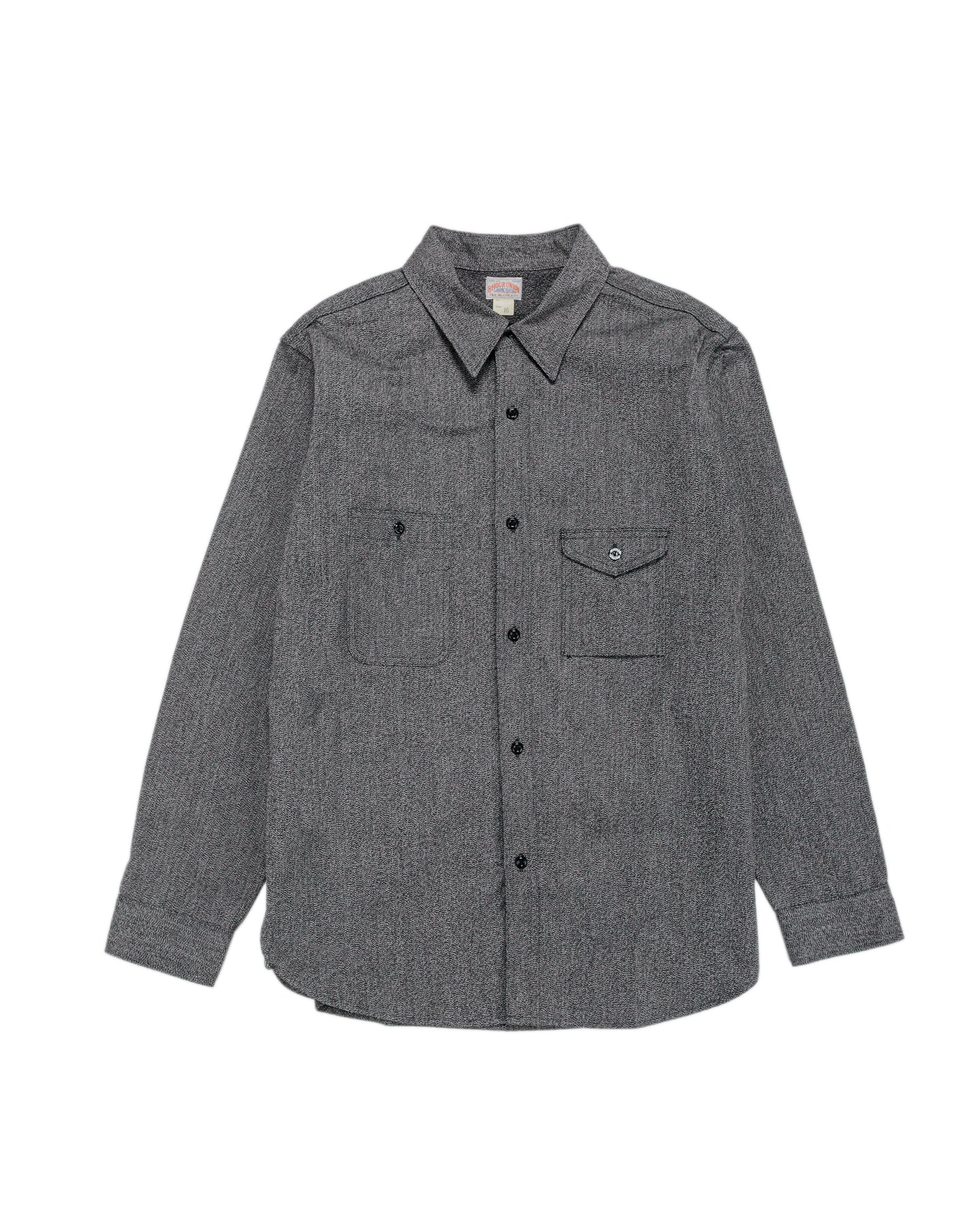 lost & found The Real McCoy's The Real McCoy's MS25109 8HU Cigarette Pocket Mock-Twist Chambray Work Shirt Black