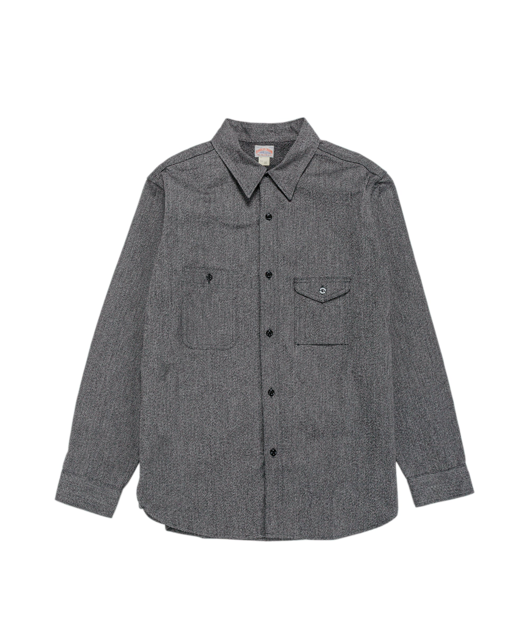 lost & found The Real McCoy's The Real McCoy's MS25109 8HU Cigarette Pocket Mock-Twist Chambray Work Shirt Black