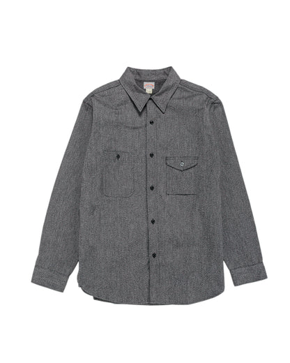 lost & found The Real McCoy's The Real McCoy's MS25109 8HU Cigarette Pocket Mock-Twist Chambray Work Shirt Black