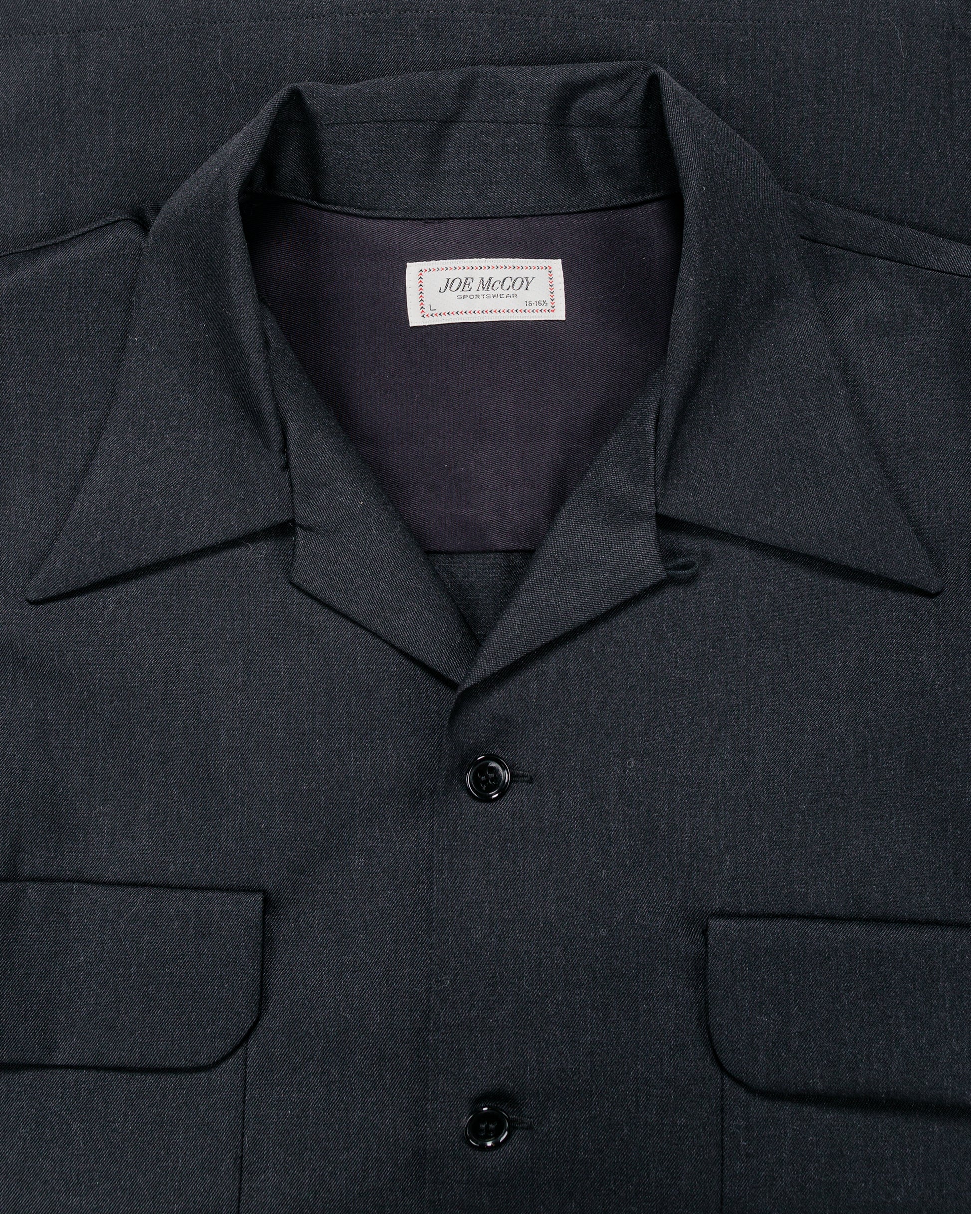 lost & found The Real McCoy's The Real McCoy's MS25110 Open-Collar Wool Shirt Charcoal