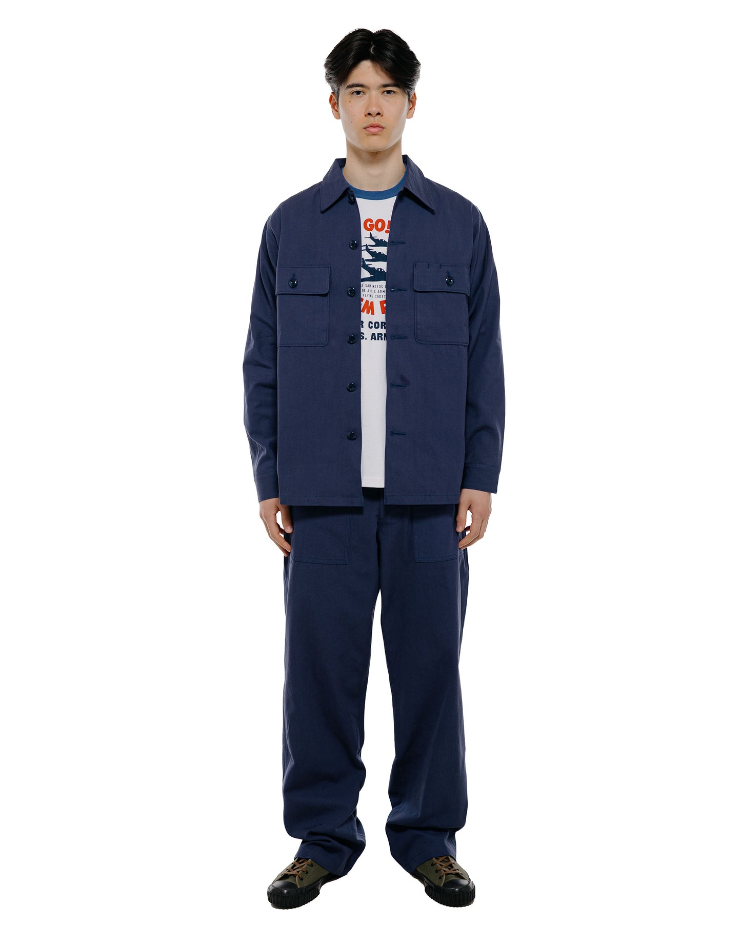 lost & found The Real McCoy's The Real McCoy's MS26003 Shirt, Man's, Missile Combat Crew Blue