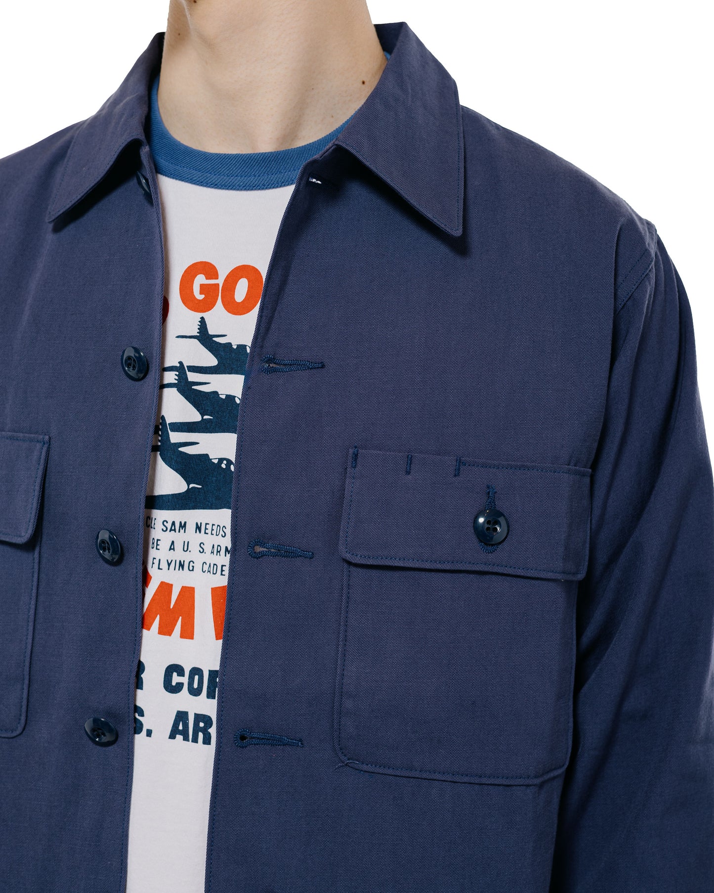 lost & found The Real McCoy's The Real McCoy's MS26003 Shirt, Man's, Missile Combat Crew Blue