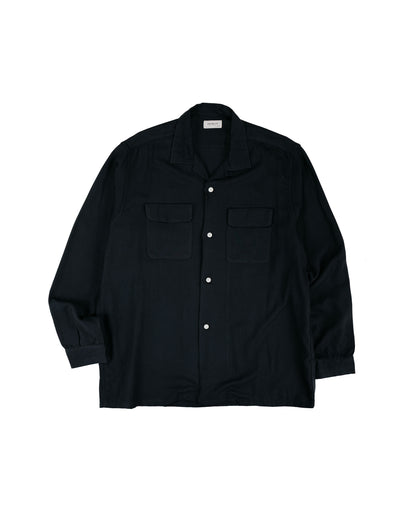 lost & found The Real McCoy's The Real McCoy's MS26008 Open Collar Rayon Shirt Black
