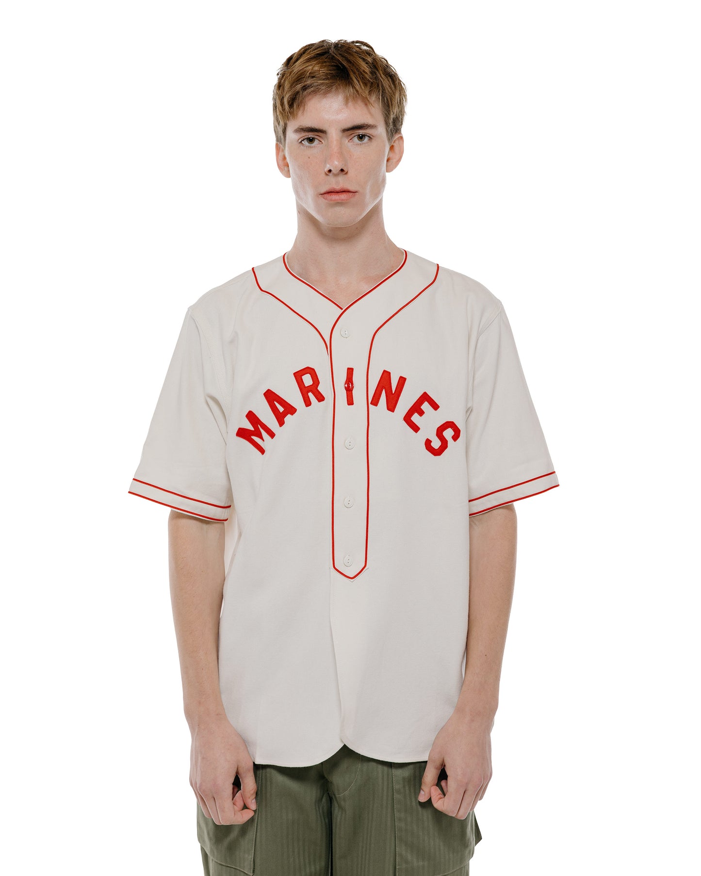 The Real McCoy's MS26010 Baseball Uniform Shirt / Marines White