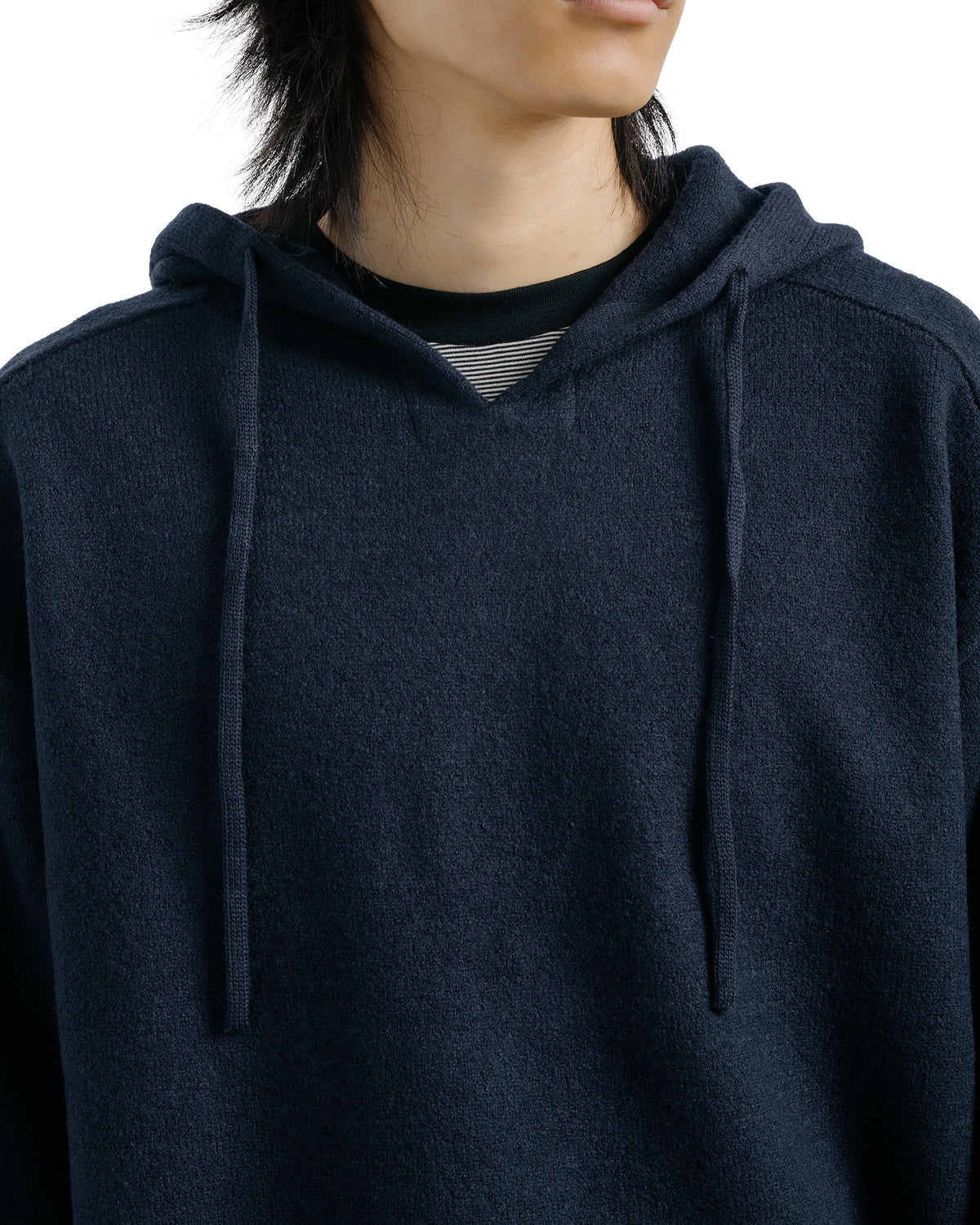 Universal Products Felted Merino Wool Hoodie Knit Navy
