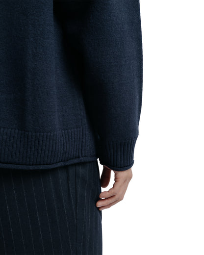Universal Products Felted Merino Wool Hoodie Knit Navy