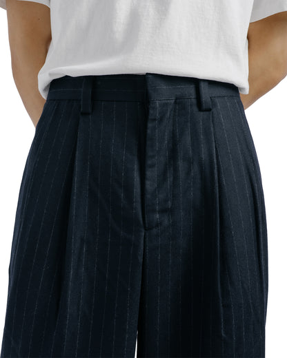 Universal Products Wool 2 Tuck Trousers Navy Stripe