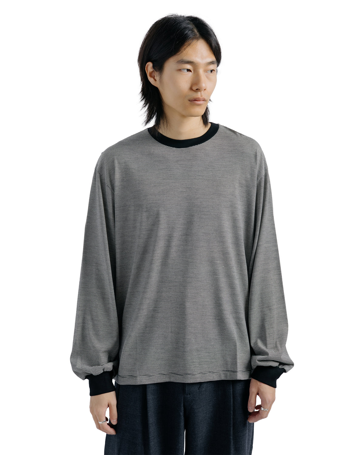 Universal Products Wool Border Jersey Crew Neck Black