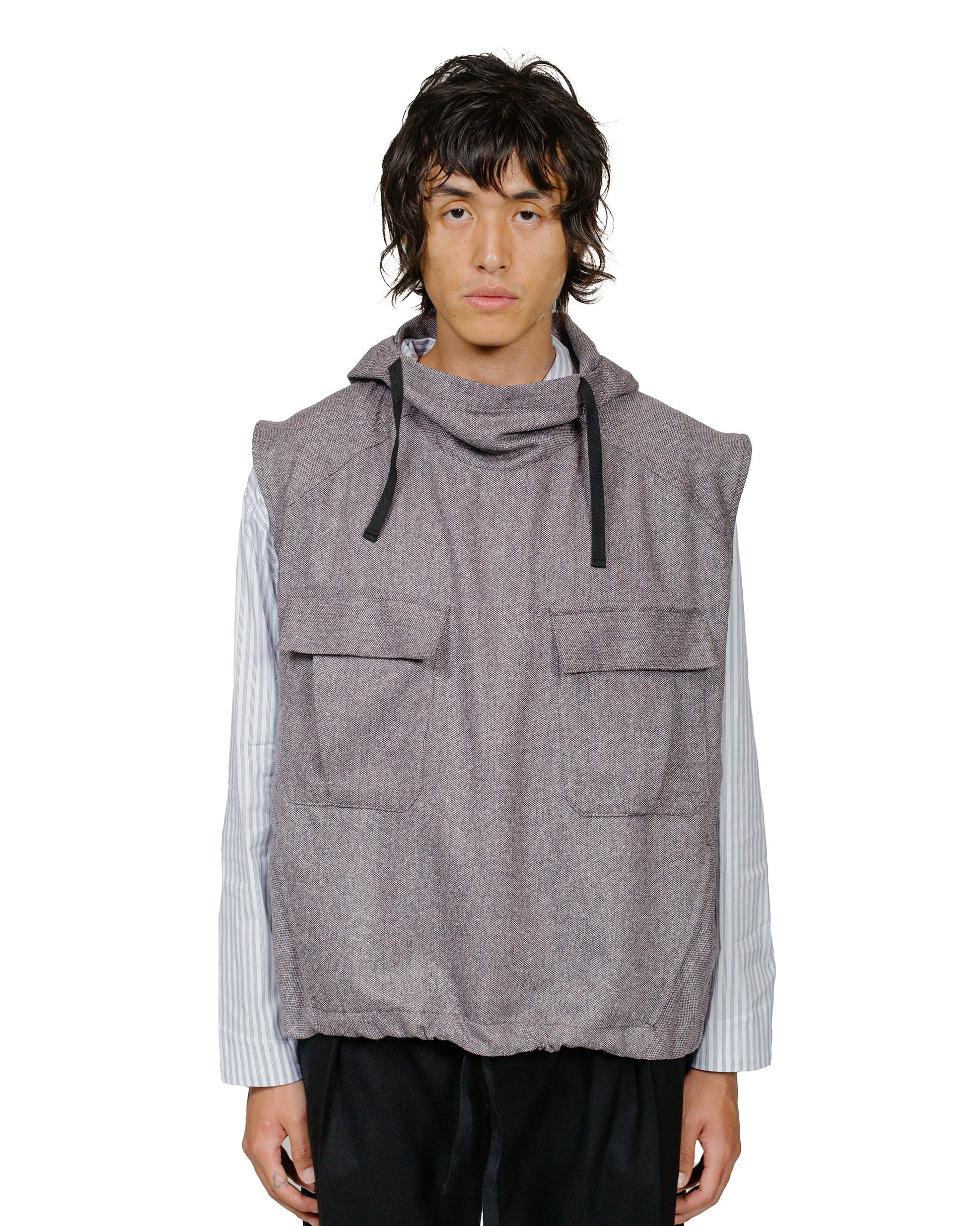 lost & found Wanze Wanze Army Smock Vest Italian Donegal Wool Purple
