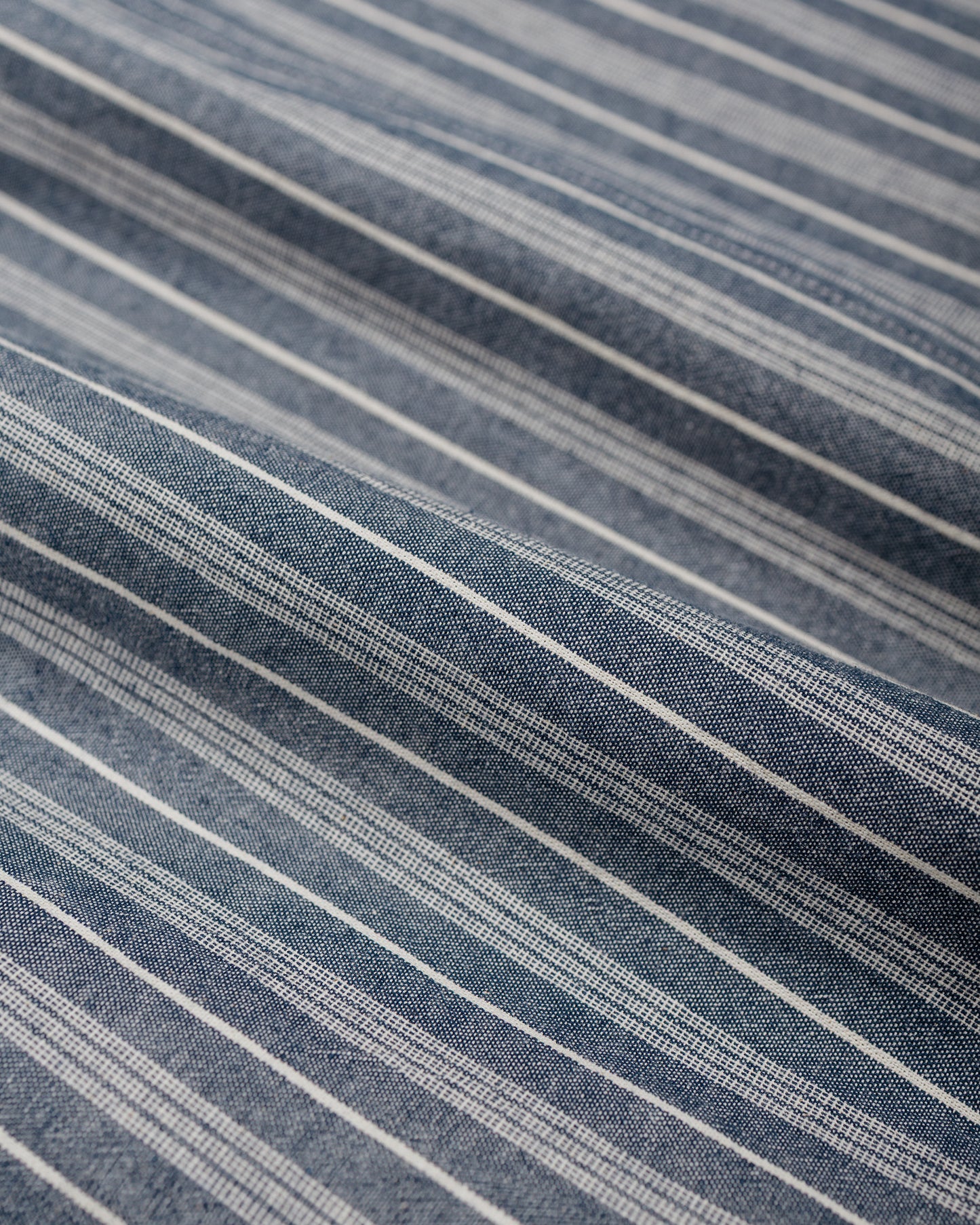 lost & found Wanze Wanze Band Collar Shirt Cotton Stripe Indigo