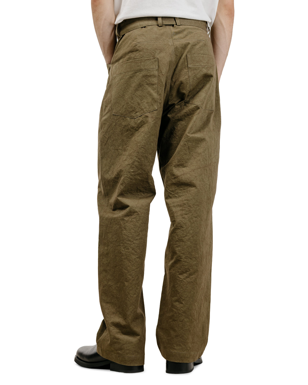 Wanze Belted Pant Dense Weave Cotton Khaki