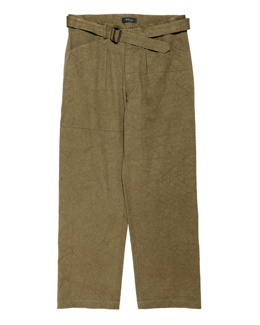 Wanze Belted Pant Dense Weave Cotton Khaki