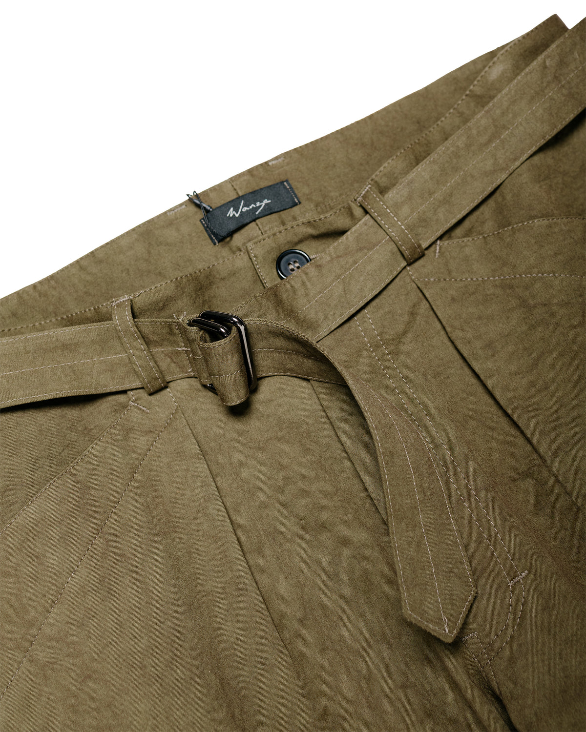 Wanze Belted Pant Dense Weave Cotton Khaki
