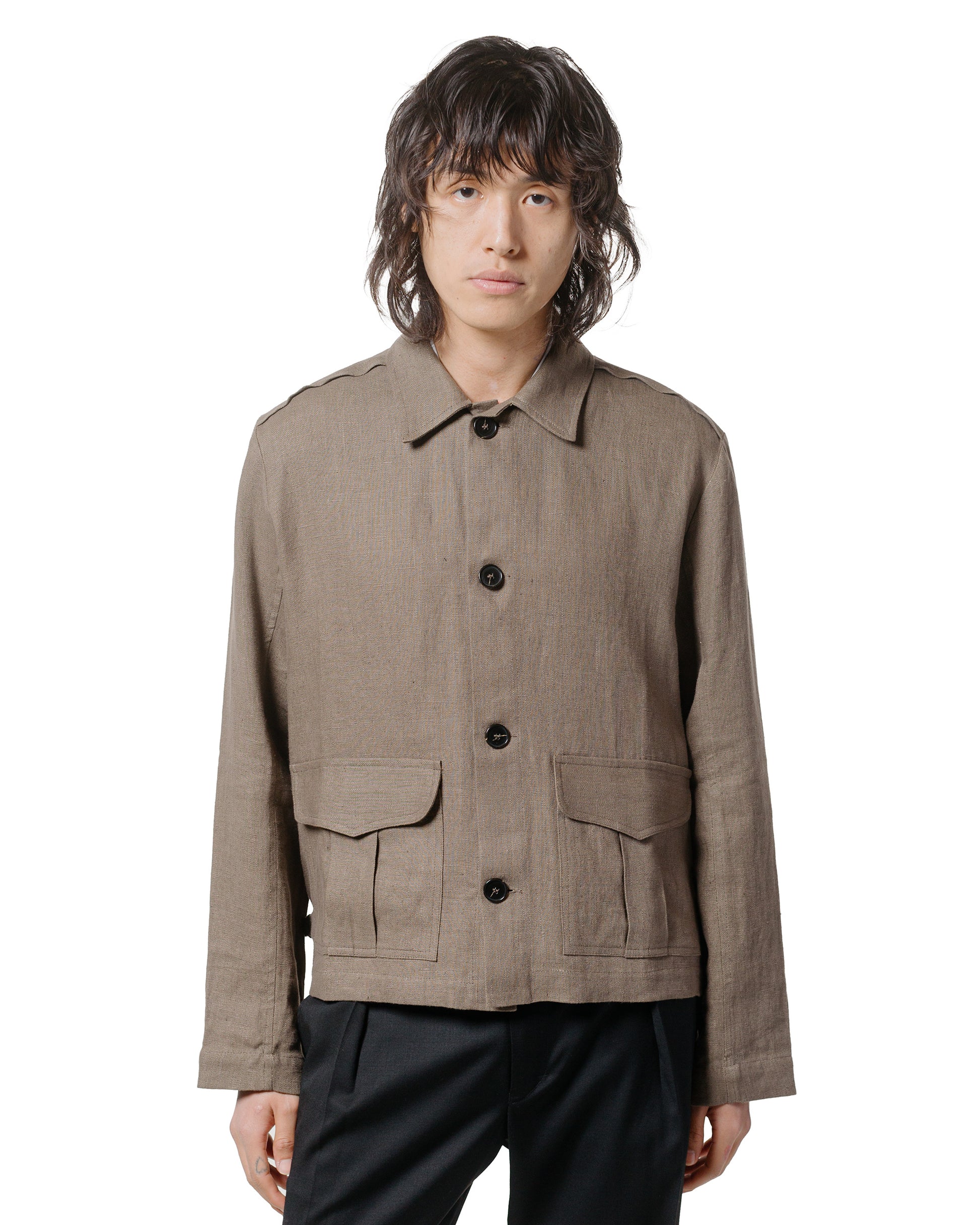 lost & found Wanze Wanze Button Up Blouson Natural Linen Taupe
